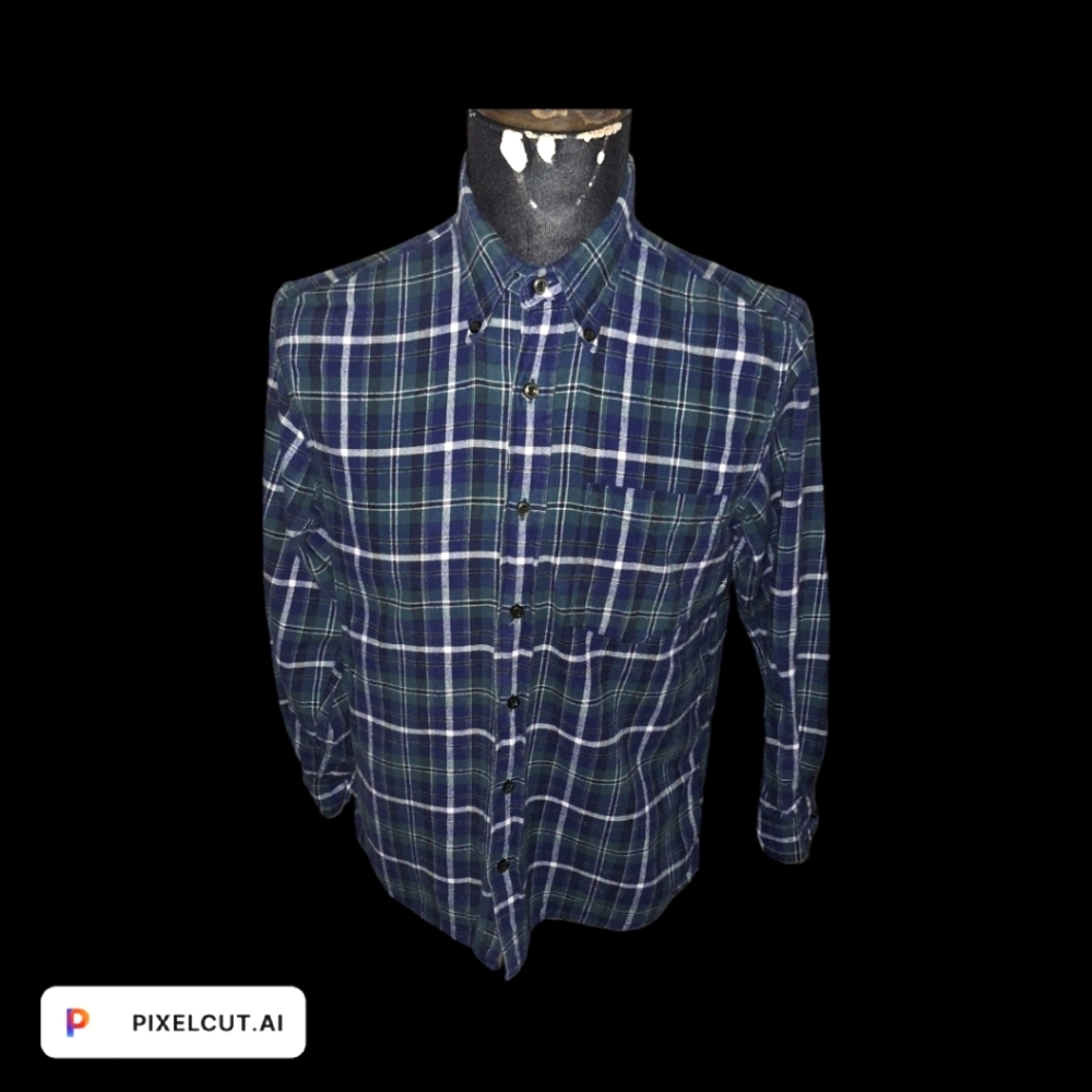 EDWIN VTG japanese OVERSIZED flannel medium blackwatch green blue